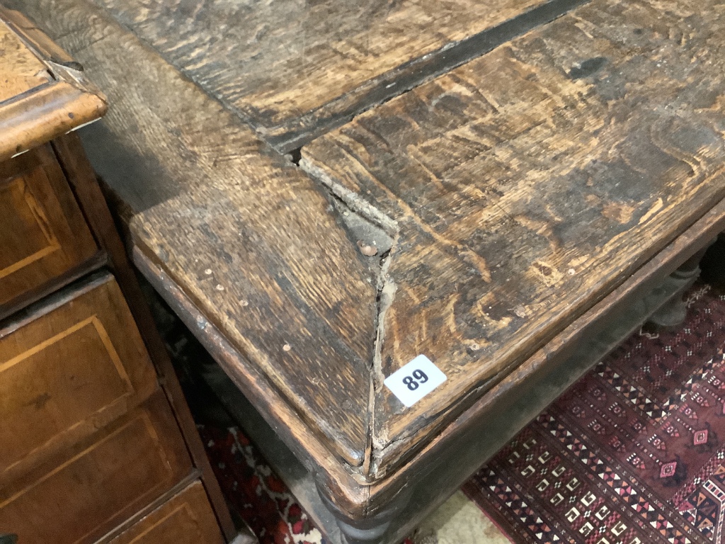 A 19th century Dutch oak extending refectory table, 212cm extended, width 76cm, height 81cm